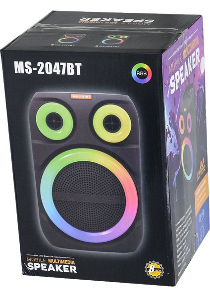 Bluetooth ve USB Girişli 8 Inch Şarjlı Işıklı Müzik Sistemi MS-2047 Bt