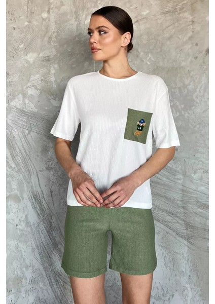 Kadın Tek Cepli Nakışlı Şortlu Ikili Takım P-00016937 fiyatları