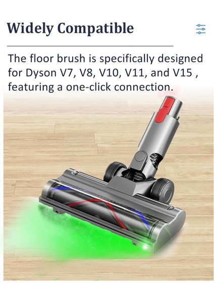 Dyson V7 V8 V10 V11 V15 Elektrikli Süpürge Parçaları Için Doğrudan Li Fırça Başlığı Halı Zemin Temizliği Için Toz Algılama Yeşil Işığı (Yurt Dışından)