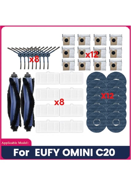 Eufy Omini C20 Vakumlu Süpürme Robotu Aksesuarları Için 42 Adet Ana Yan Fırça Hepa Filtre Paspas Pedleri Toz Torbaları (Yurt Dışından) indirimleri
