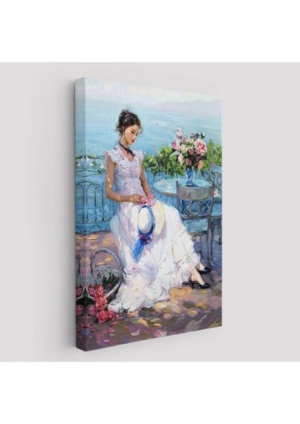 - Terastaki Beyaz Elbiseli Güzel Kadın TABLOSU-6273 fiyatları