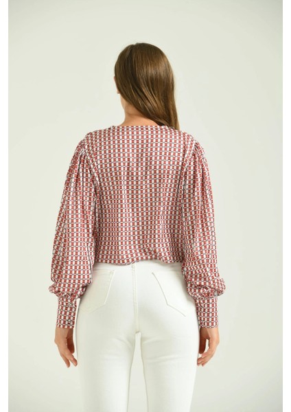 Kadın Gömlek Düğmeli Belden Bağlamalı Saten Gömlek Kiremit - T029 fiyatları