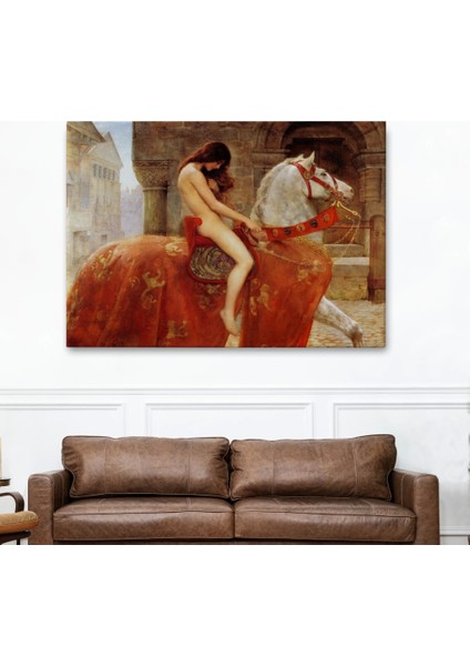 - Lady Godiva Tablosu - At Üstünde Çıplak KADIN-6583