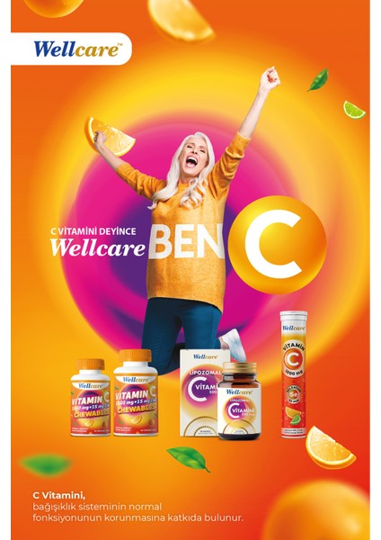 Vitamin C 1000 mg - 15 mg Çinko 60 Çiğneme Tableti