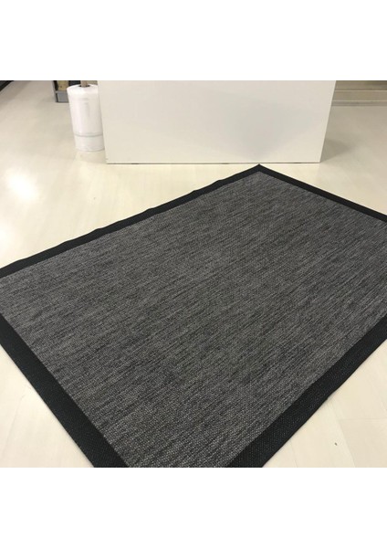 Jüt Sisal Halı 9714 Gri Siyah Serisi Salon Oturma Yatak Odası Halısı