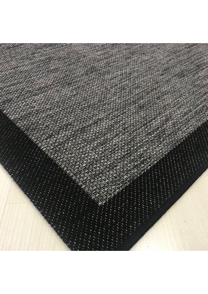 Jüt Sisal Halı 9714 Gri Siyah Serisi Salon Oturma Yatak Odası Halısı