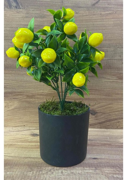Yapay Limon Ağacı Dekoratif Limon Plastik Saksıda Limon Ağacı