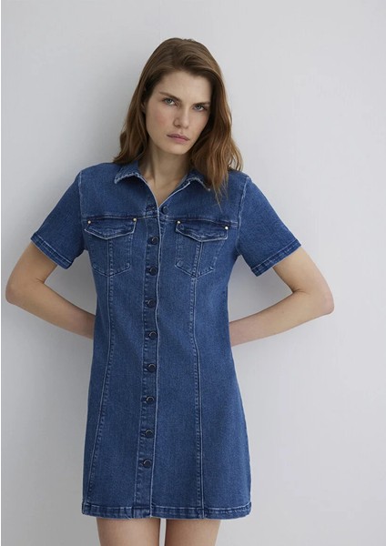 Kadın Mavi M1310612-89216 Helen Kot Elbise