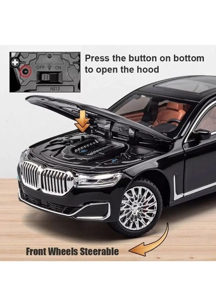 Bmw 760İ Araba Bmw 7 Serisi Araba 1:24 Diecast Metal Model Araba Koleksiyon Araba Sesli Işıklı Siyah indirimleri