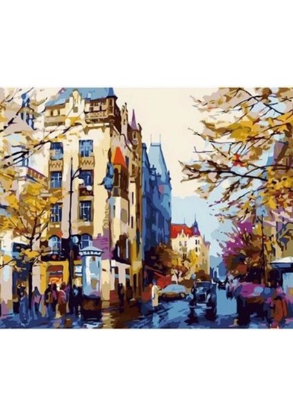 - Kanvas Sokak Telaşı Sayılarla Boyama Seti Kasnaklı