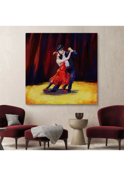 - Tango Danscıları Yağlıboya Görünüm Dekoratif Kanvas Duvar TABLOSU-5846