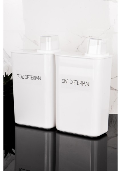 2li Kendinden Ölçekli Deterjan Kutusu Seti Toz Deterjan Sıvı Deterjan Etiketli 3000ML Deterjanlık
