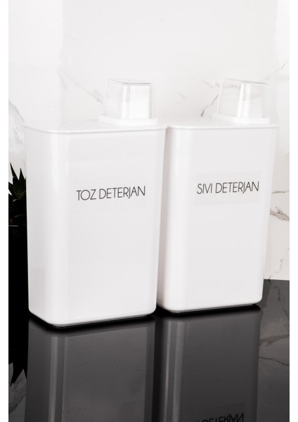 2li Kendinden Ölçekli Deterjan Kutusu Seti Toz Deterjan Sıvı Deterjan Etiketli 3000ML Deterjanlık