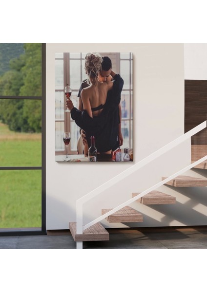 - Kırmızı Şarap Içen Sevgililer Dekoratif Duvar TABLOSU-6158 fırsatları