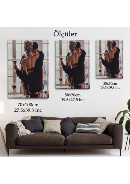 - Kırmızı Şarap Içen Sevgililer Dekoratif Duvar TABLOSU-6158 indirimleri
