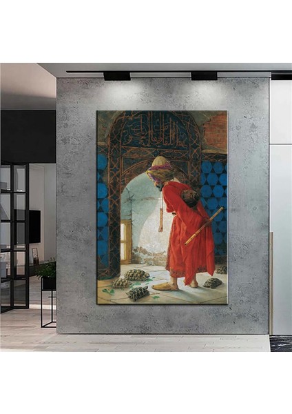 - Dekoratif Baskı Kaplumbağa Terbiyecisi Kanvas Tablo