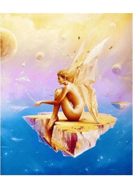 - Kanvas Yukarıdaki Melek Sayılarla Boyama Seti Kasnaklı