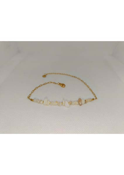 316L Doğal Taşlı Desenli Paslanmaz Çelik Gold Halhal