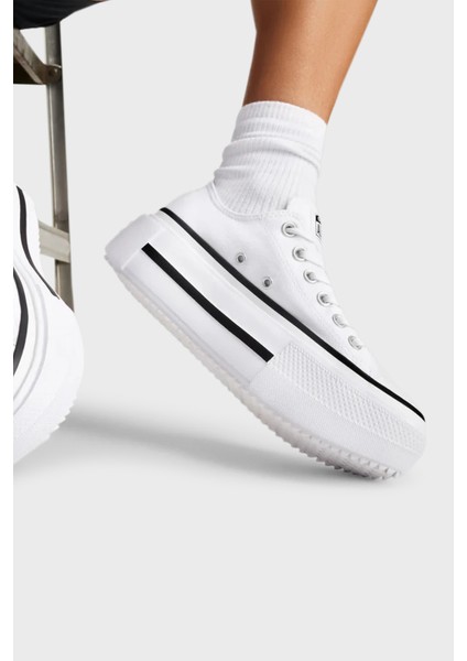 Logolu Tırtıklı Platform Taban Sneaker Ayakkabı Bayan Ayakkabı A15491C 102 fiyatları