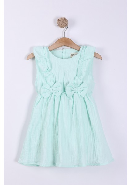 Kız Çocuk Fiyonk Detaylı Müslin Elbise