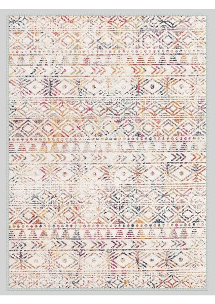 Vintage Desenli Halı, Pamuk Dokuma Pamuklu Taban Dekoratif Halı Kilim 24