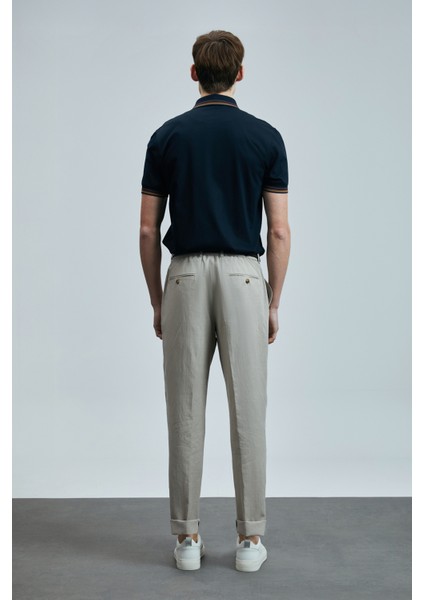 Keten ve Pamuk Karışımlı Slim Fit Normal Bel Düz Paça Chino Pantolon Erkek Pantolon 111190352 fırsatları