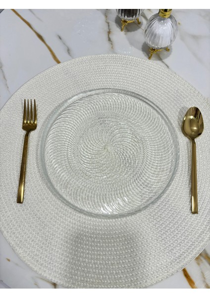 6'lı 21 cm Şeffaf Pasta Tabağı