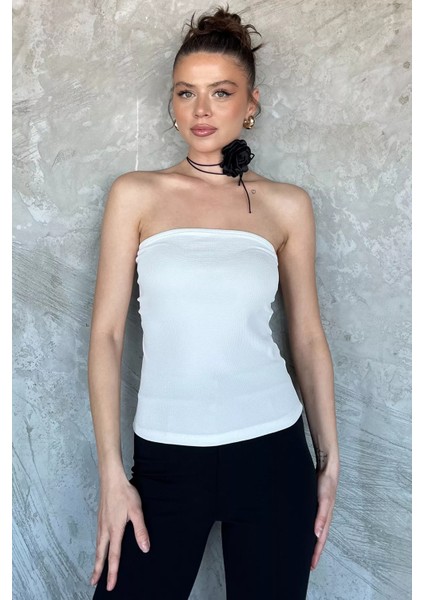 Kadın Yan Büzgü Detaylı Straplez Bluz P-00016892