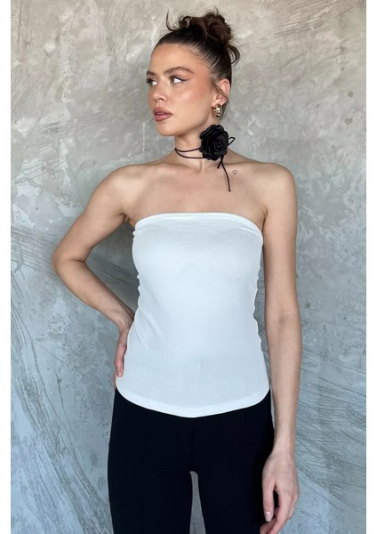 Kadın Yan Büzgü Detaylı Straplez Bluz P-00016892