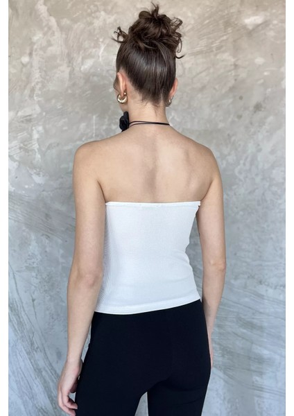 Kadın Yan Büzgü Detaylı Straplez Bluz P-00016892
