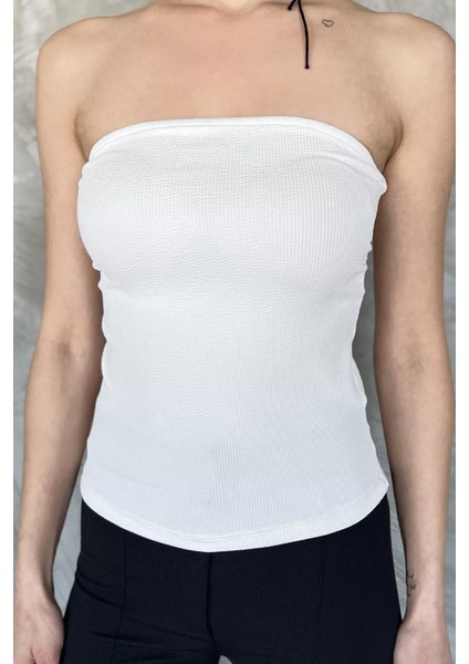 Kadın Yan Büzgü Detaylı Straplez Bluz P-00016892