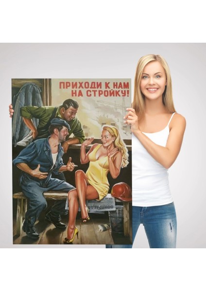 - Sovyet Dönemi Işçiler ve Sarışın Kadın Duvar TABLOSU-6031 modelleri