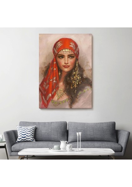 - Kırmızı Başörtülü Güzel Kadın Duvar TABLOSU-6206