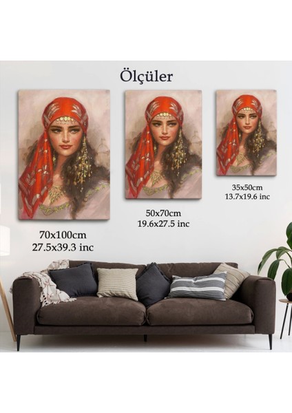 - Kırmızı Başörtülü Güzel Kadın Duvar TABLOSU-6206 indirimleri