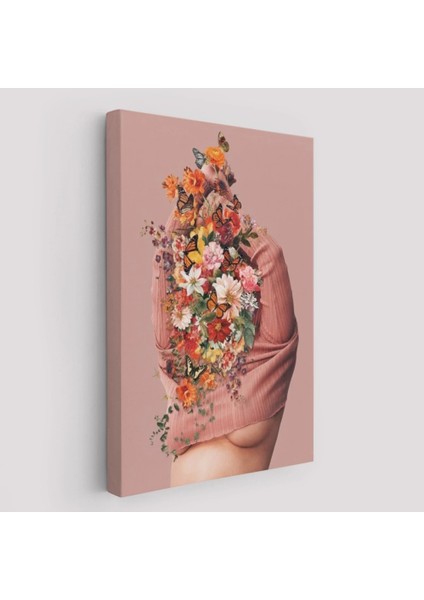 - Soyunan Kadın Renkli Kelebekler ve Çiçekler Detaylı TABLO-6060 fiyatları