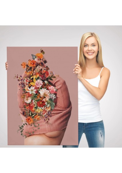 - Soyunan Kadın Renkli Kelebekler ve Çiçekler Detaylı TABLO-6060 modelleri