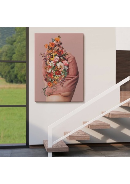 - Soyunan Kadın Renkli Kelebekler ve Çiçekler Detaylı TABLO-6060 fırsatları