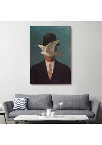 - Rene Magritte Melon Şapkalı Adam Sürreal Duvar TABLOSU-6210