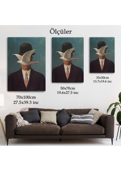 - Rene Magritte Melon Şapkalı Adam Sürreal Duvar TABLOSU-6210 indirimleri