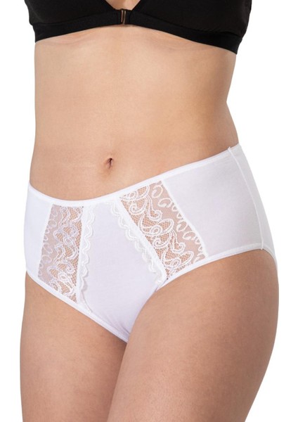 Beyaz Mı Emay 1445 Modal Cotton Yüksekbel Dantelli Külot