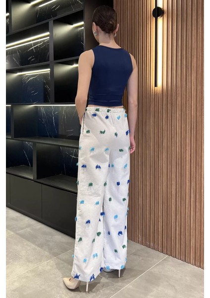 Kadın Yüksek Bel Püskül Detaylı Palazzo Keten Pantolon P-00016565 modelleri