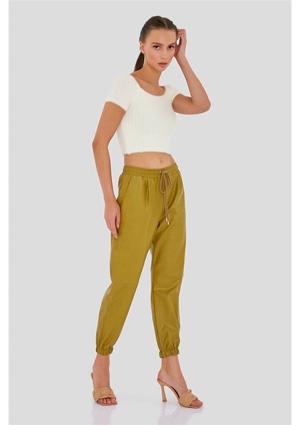 Cepli Deri Pantolon Yeşil