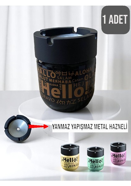 Hello Desenli Cam Küllük | 425CC Desenli Cam Kokusuz Küllük