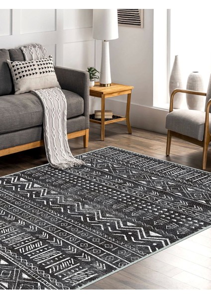 Vintage Desenli Halı, Pamuk Dokuma Pamuklu Taban Dekoratif Halı Kilim 45