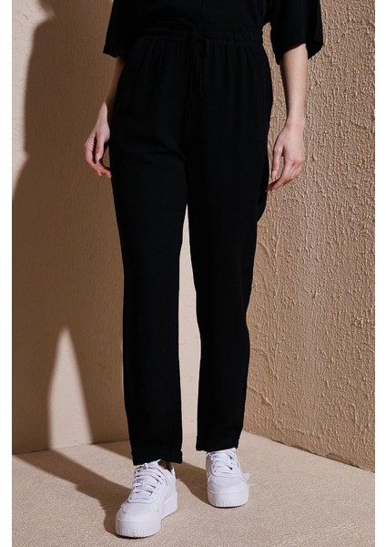 Beli Lastikli Keten Pantolon Siyah fiyatları
