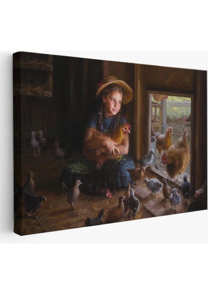 - Kümesteki Küçük Kız Çocuğu Dekoratif Duvar TABLOSU-6527 fiyatları