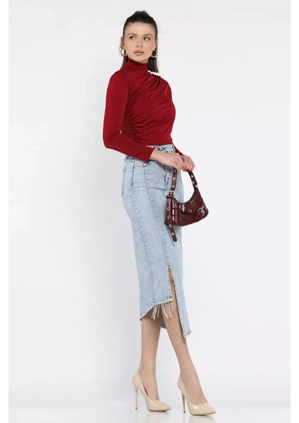 Taş Detaylı Jean Kot Etek P-00015684 fiyatları