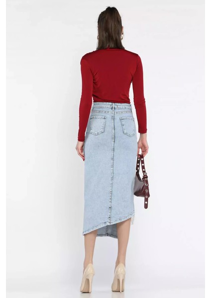 Taş Detaylı Jean Kot Etek P-00015684 modelleri