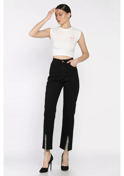 Paça Yırtmaçlı Likralı Kadın Jean Kot Pantolon P-00010997 fiyatları