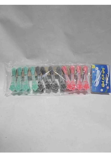 12 Adet Silikon Papatya Desenli Çamaşır Mandalı Iz Bırakmaz